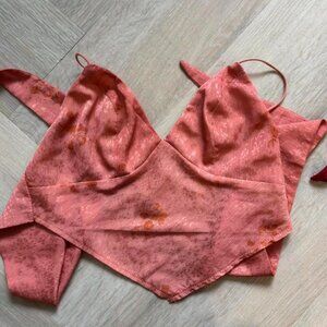 Princess Polly pink patterned scarf tie back crop top tank